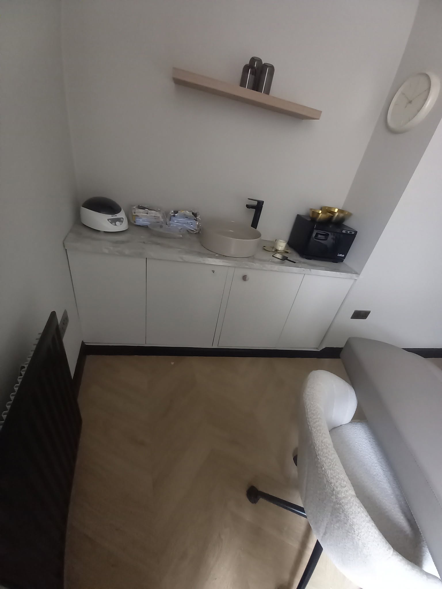 Treatment room refurbishment with fitted cabinetry and plumbing